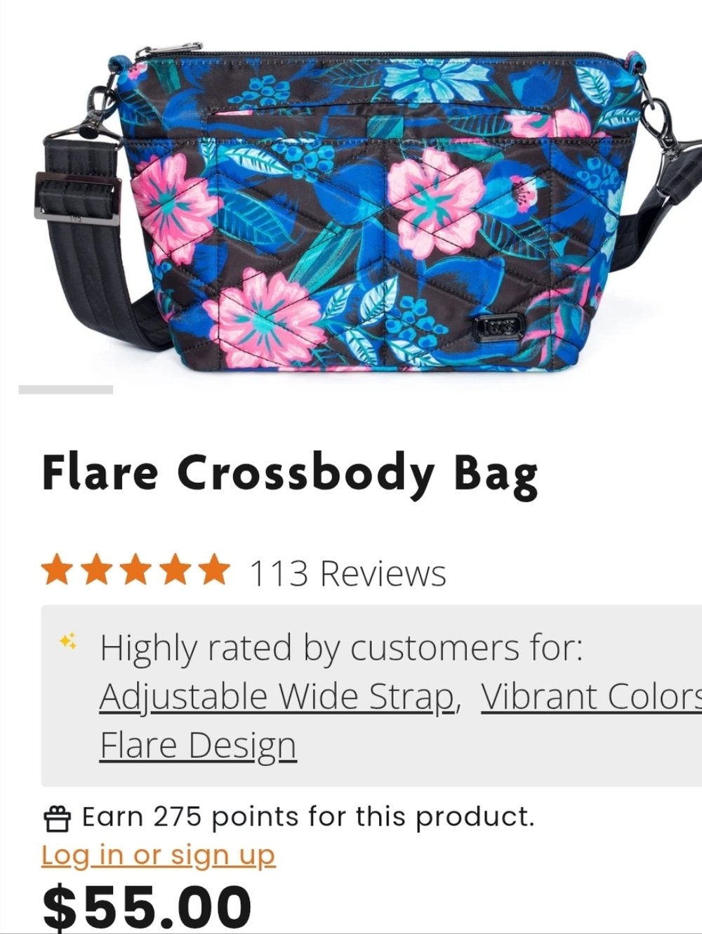 Lug Flare Crossbody Bag - Quilted Floral Resort Print
